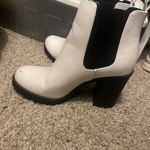 Stylish White and Black Women's Ankle Boots